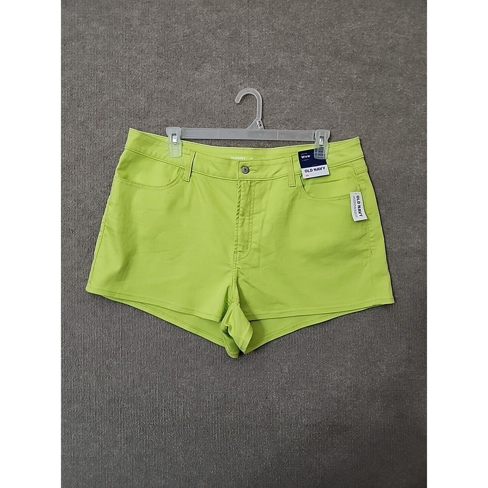 Old Navy High Rise Wow Jean Shorts Womens 20 Lime Green Stretch NEW